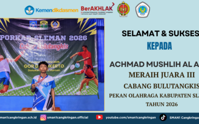 Achmad Mushlih Al Amin Raih Juara 3 Cabor Bulutangkis Porkab Sleman 2026